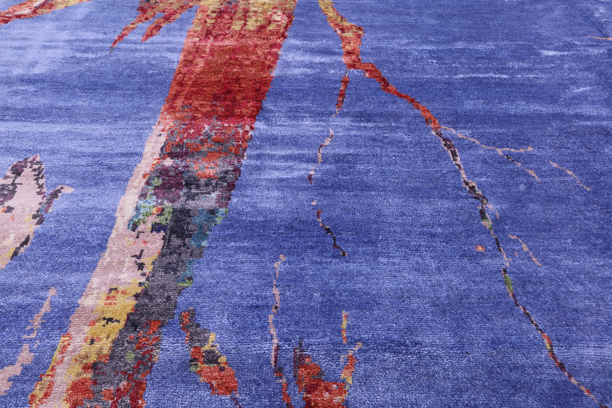 Parrots Design Contemporary Hand Knotted 100% Silk Rug - 8' 10" X 12' 4"