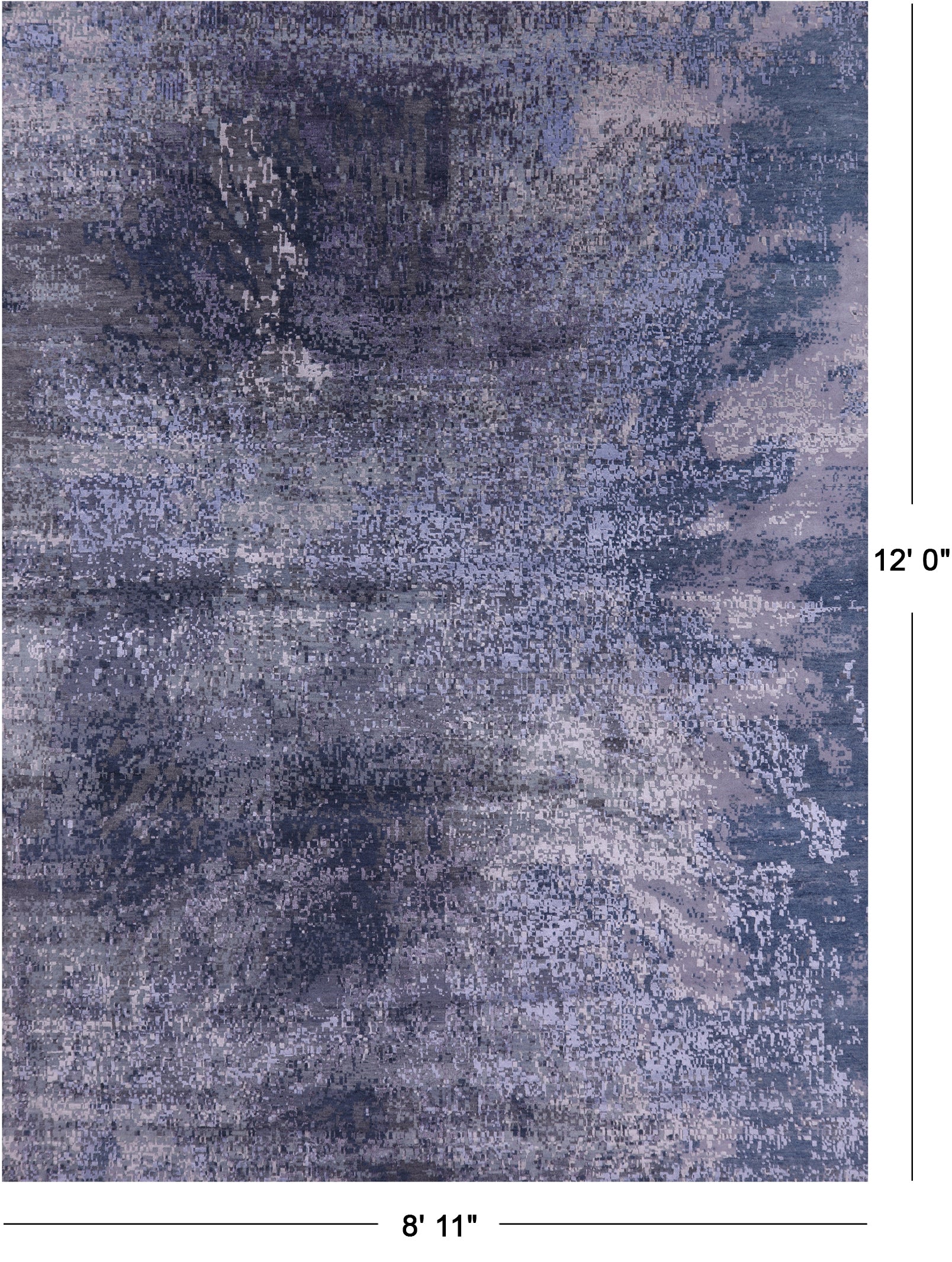 Abstract Contemporary Hand Knotted Wool & Silk Rug - 8' 11" X 12' 0" - Golden Nile
