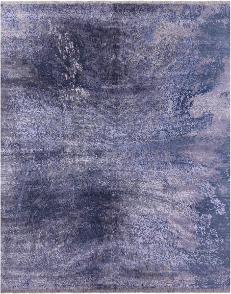 SUPER SALE Abstract Contemporary Hand Knotted Wool & Silk Rug - 7' 11" X 10' 1"