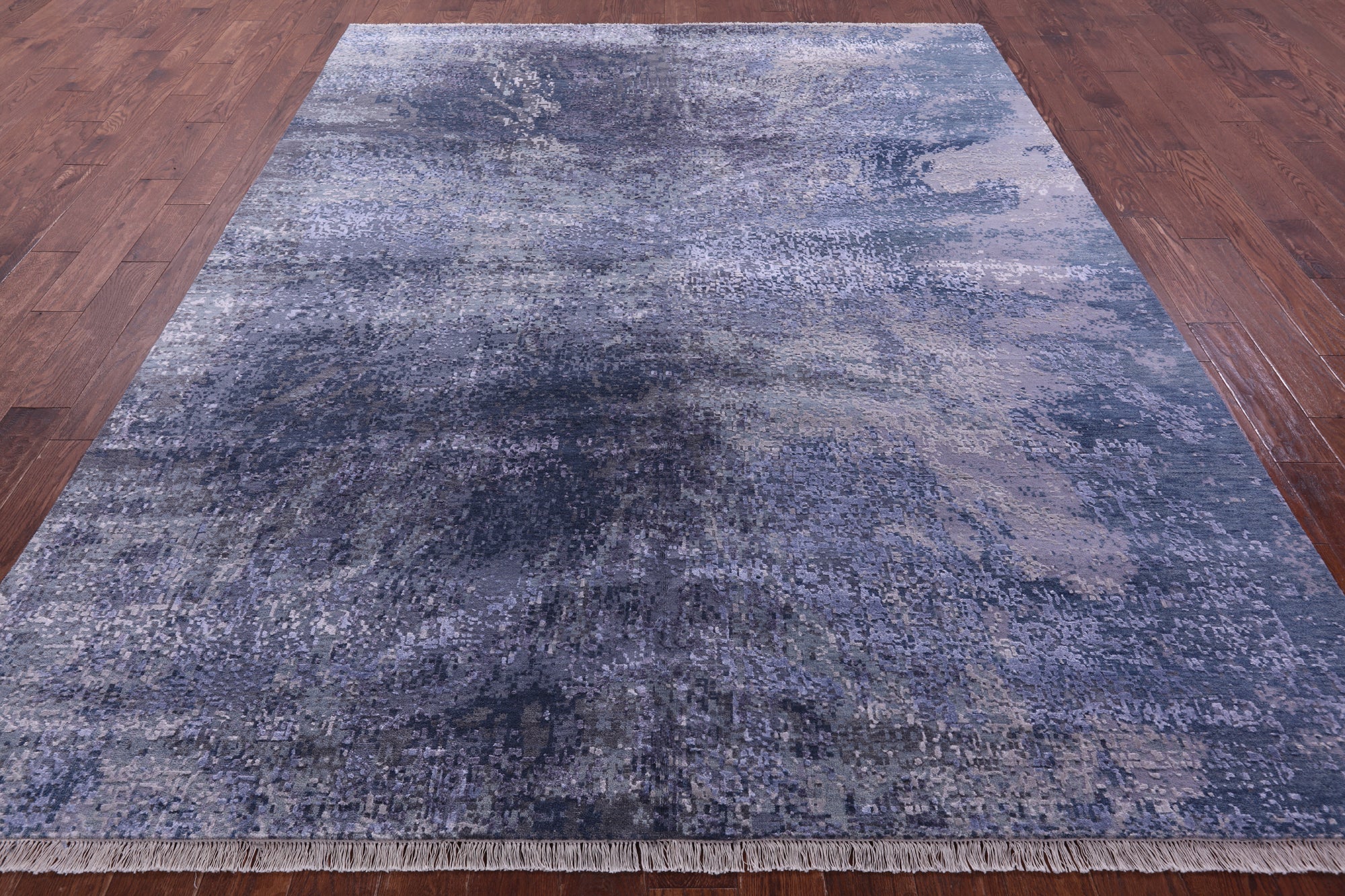 SUPER SALE Abstract Contemporary Hand Knotted Wool & Silk Rug - 7' 11" X 10' 1"