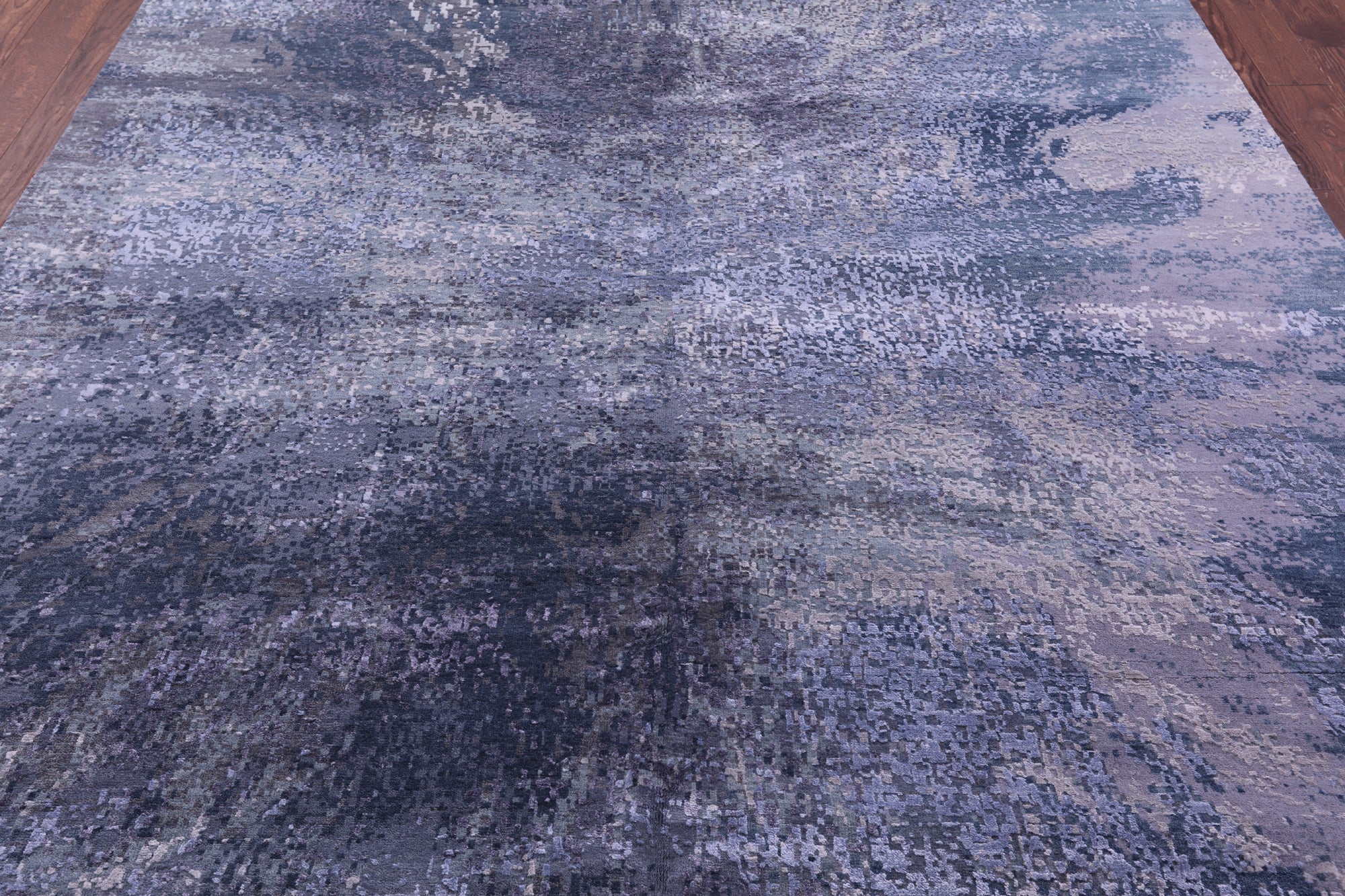 SUPER SALE Abstract Contemporary Hand Knotted Wool & Silk Rug - 7' 11" X 10' 1"