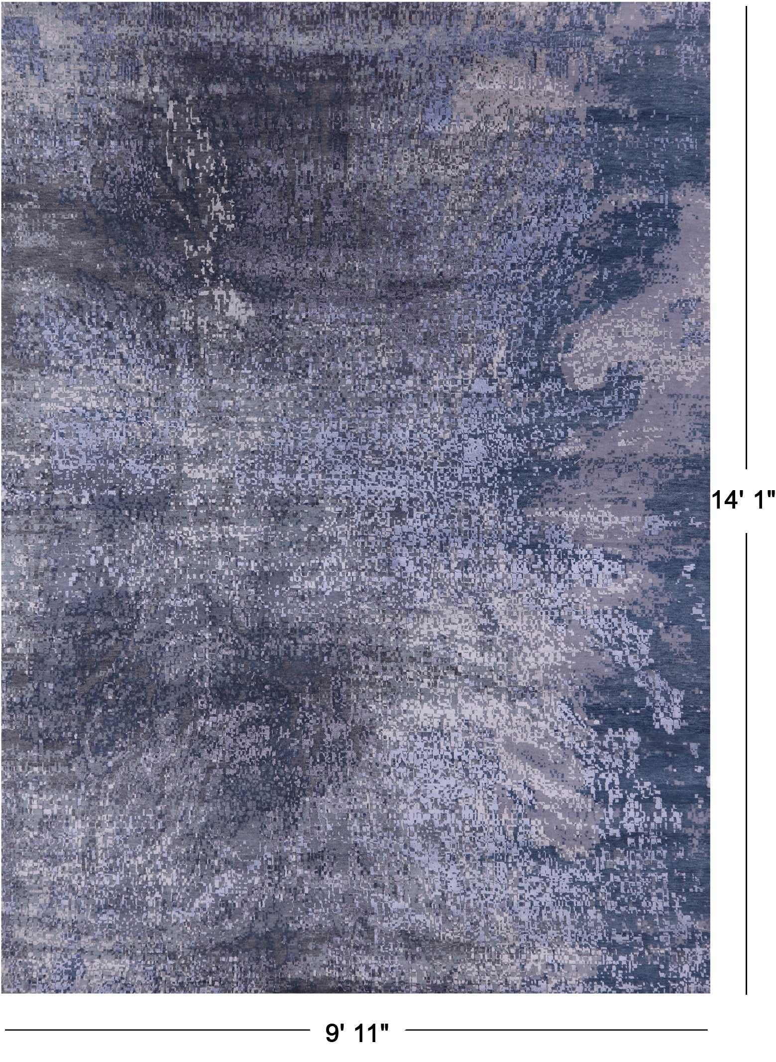 Abstract Modern Hand Knotted Wool & Silk Rug - 9' 11" X 14' 1" - Golden Nile