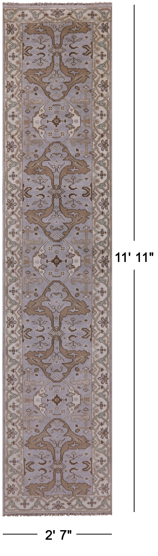 Turkish Oushak Hand Knotted Wool Runner Rug - 2' 7" X 11' 11" - Golden Nile