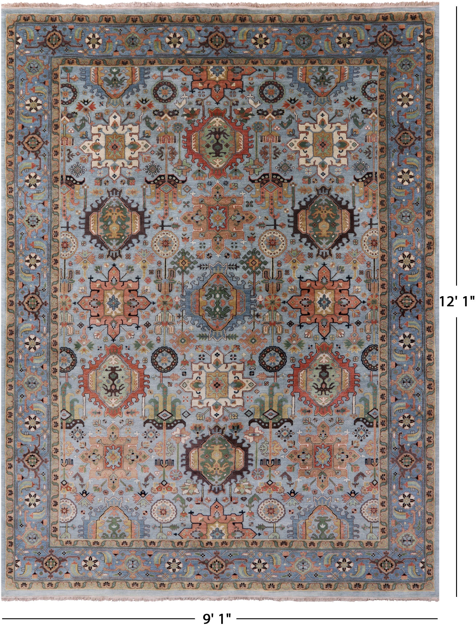 Persian Fine Serapi Handmade Wool Rug - 9' 1" X 12' 1" - Golden Nile