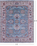 Blue Turkish Oushak Hand Knotted Wool Rug - 8' 3" X 10' 2" - Golden Nile
