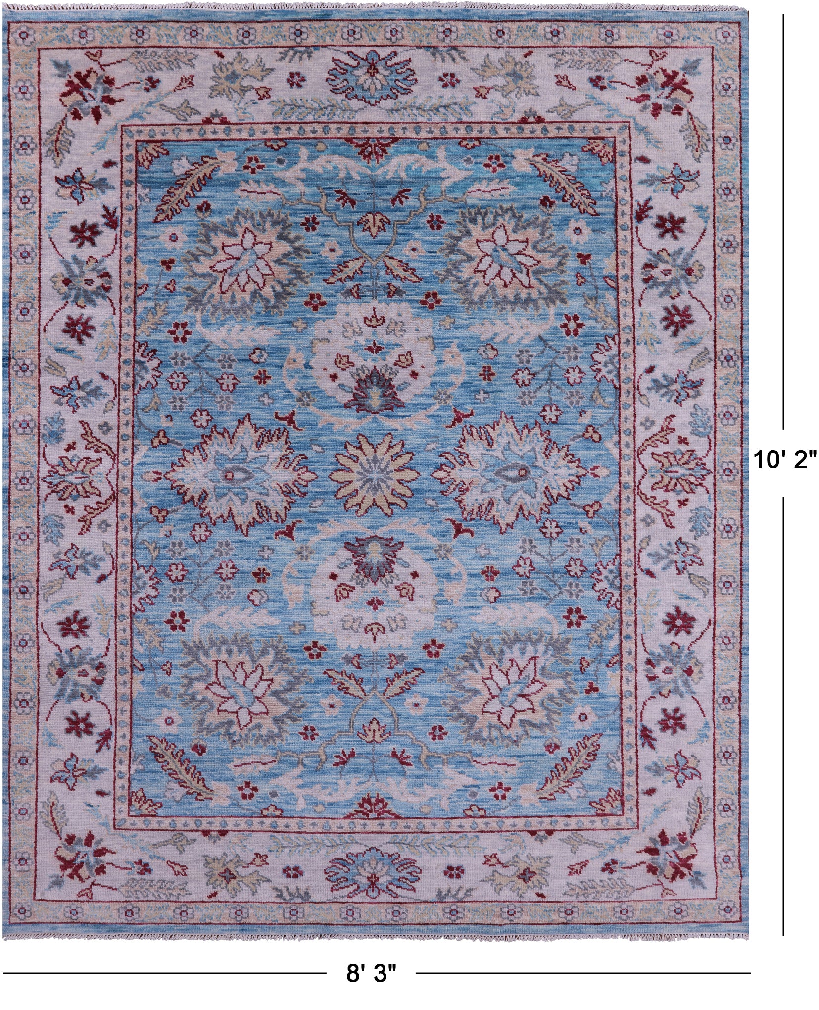 Blue Turkish Oushak Hand Knotted Wool Rug - 8' 3" X 10' 2" - Golden Nile