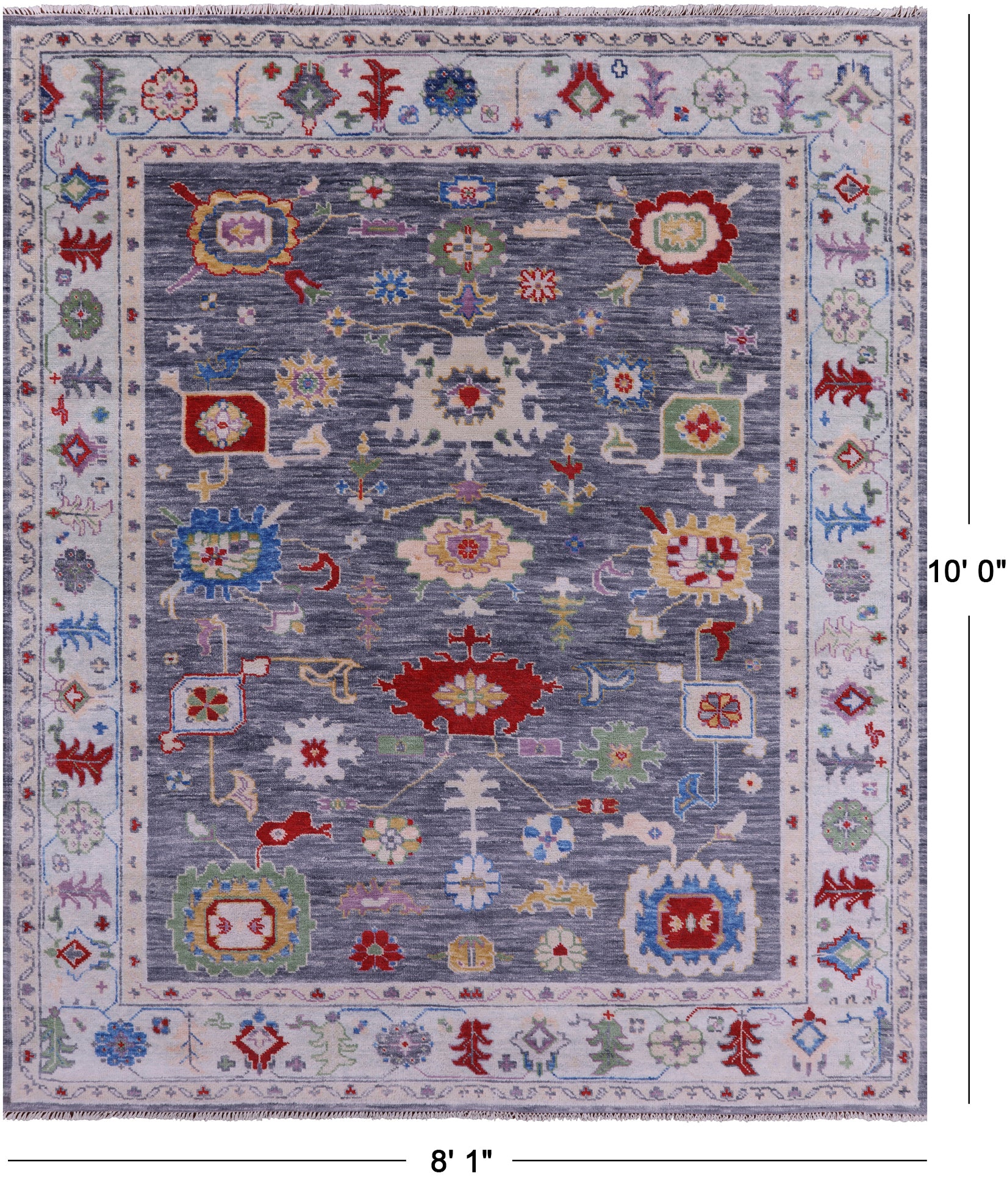 Grey Turkish Oushak Hand Knotted Wool Rug - 8' 1" X 10' 0" - Golden Nile