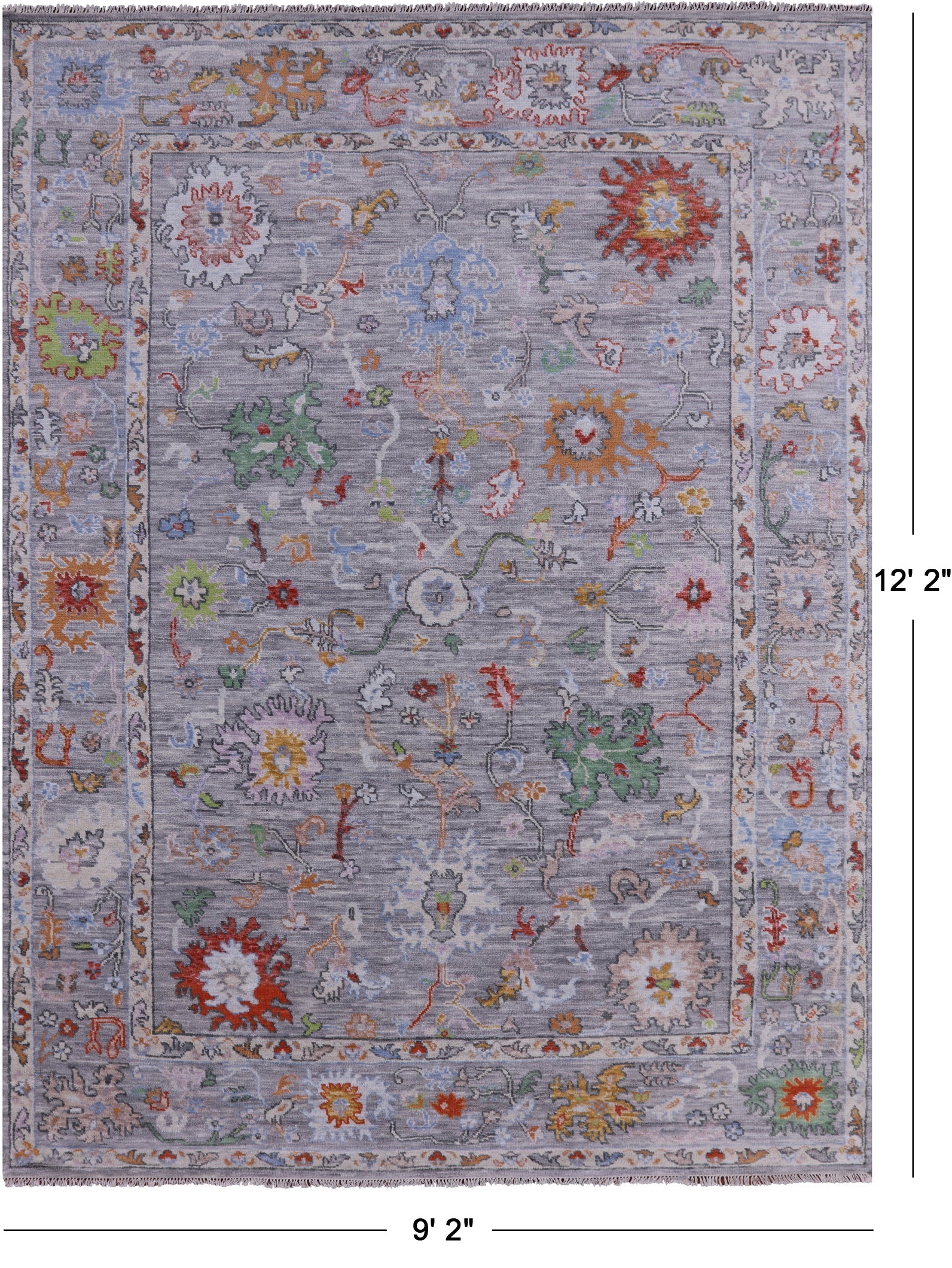 Grey Turkish Oushak Hand Knotted Wool Rug - 9' 2" X 12' 2" - Golden Nile
