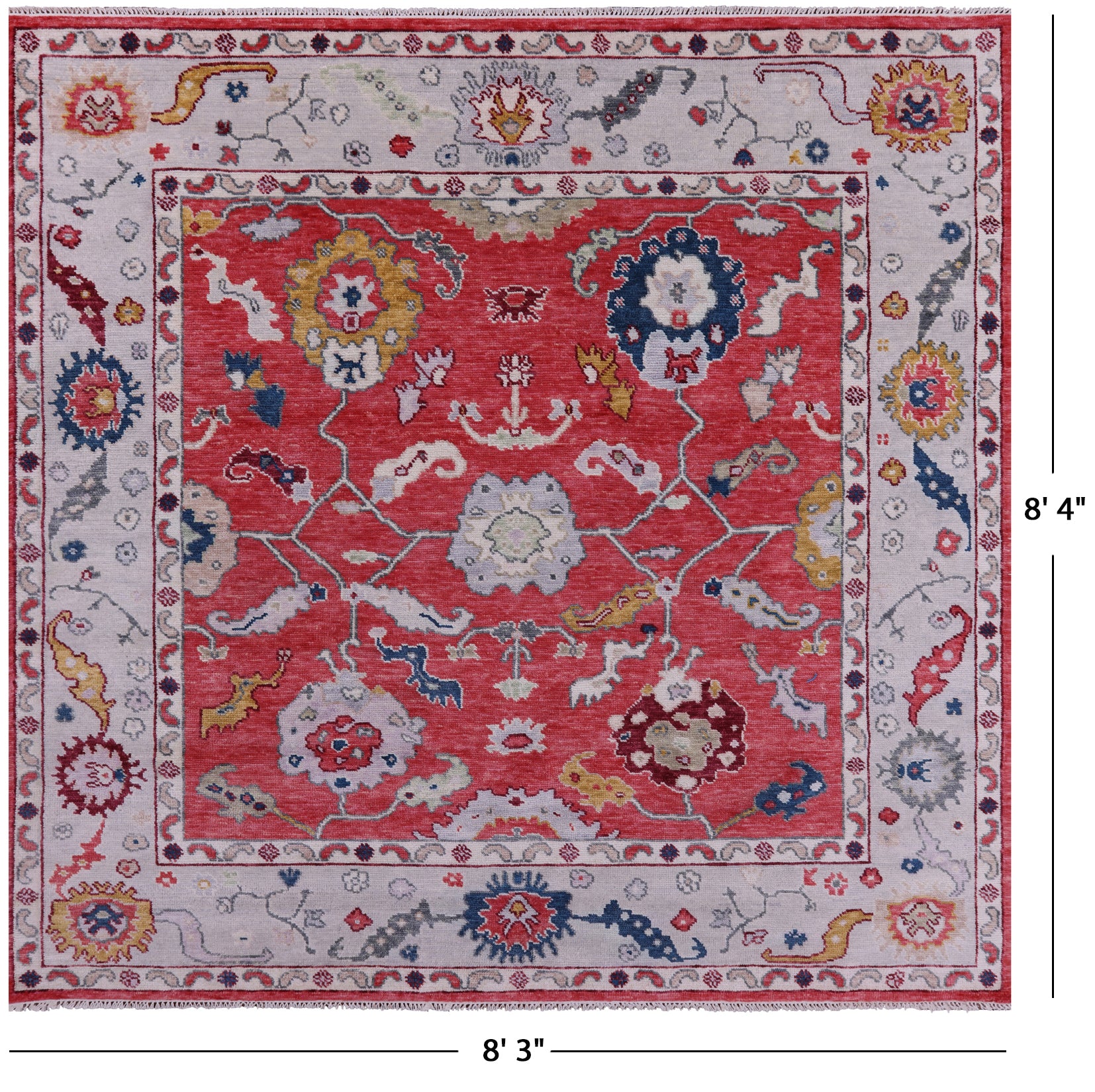 Square Turkish Oushak Hand Knotted Wool Rug - 8' 3" X 8' 4" - Golden Nile