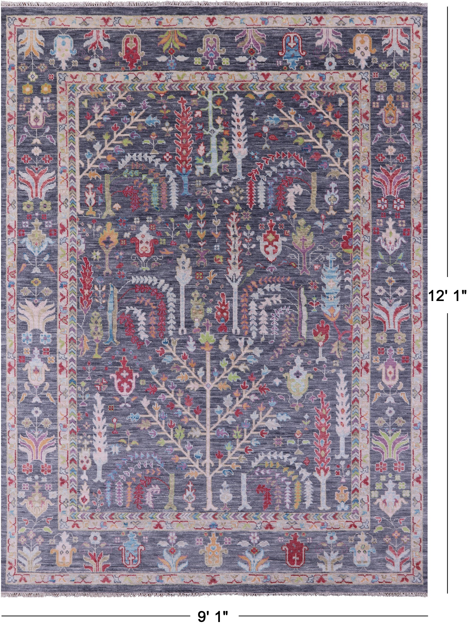 Grey Turkish Oushak Handmade Wool Rug - 9' 1" X 12' 1" - Golden Nile