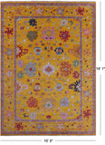 Gold Turkish Oushak Hand Knotted Wool Rug - 10' 3" X 14' 1" - Golden Nile