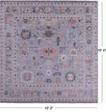 Grey Square Turkish Oushak Hand Knotted Wool Rug - 10' 2" X 10' 4" - Golden Nile