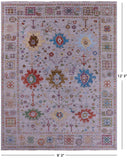 Grey Turkish Oushak Hand Knotted Wool Rug - 9' 3" X 12' 3" - Golden Nile