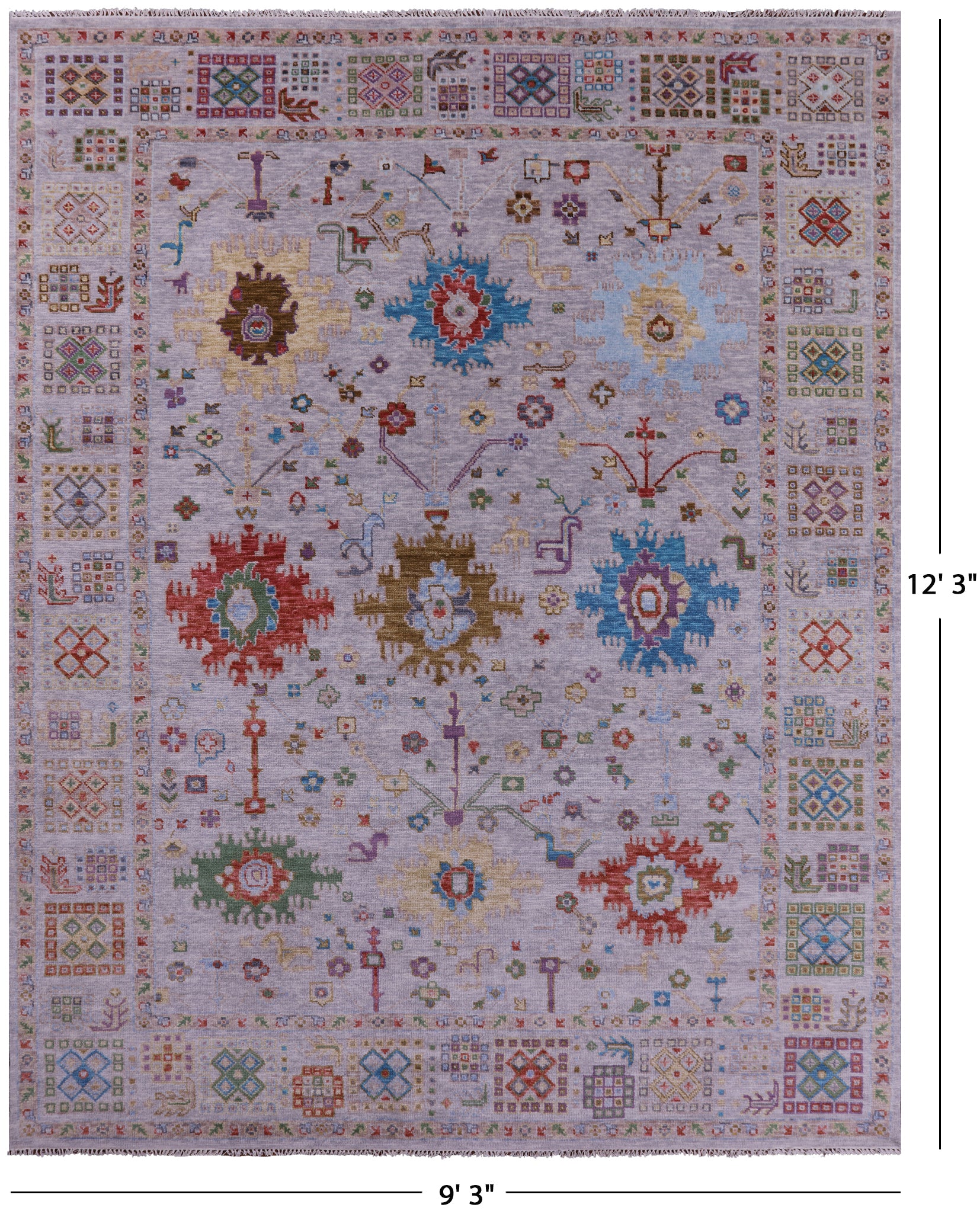 Grey Turkish Oushak Hand Knotted Wool Rug - 9' 3" X 12' 3" - Golden Nile