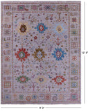 Grey Turkish Oushak Hand Knotted Wool Rug - 9' 3" X 12' 3" - Golden Nile