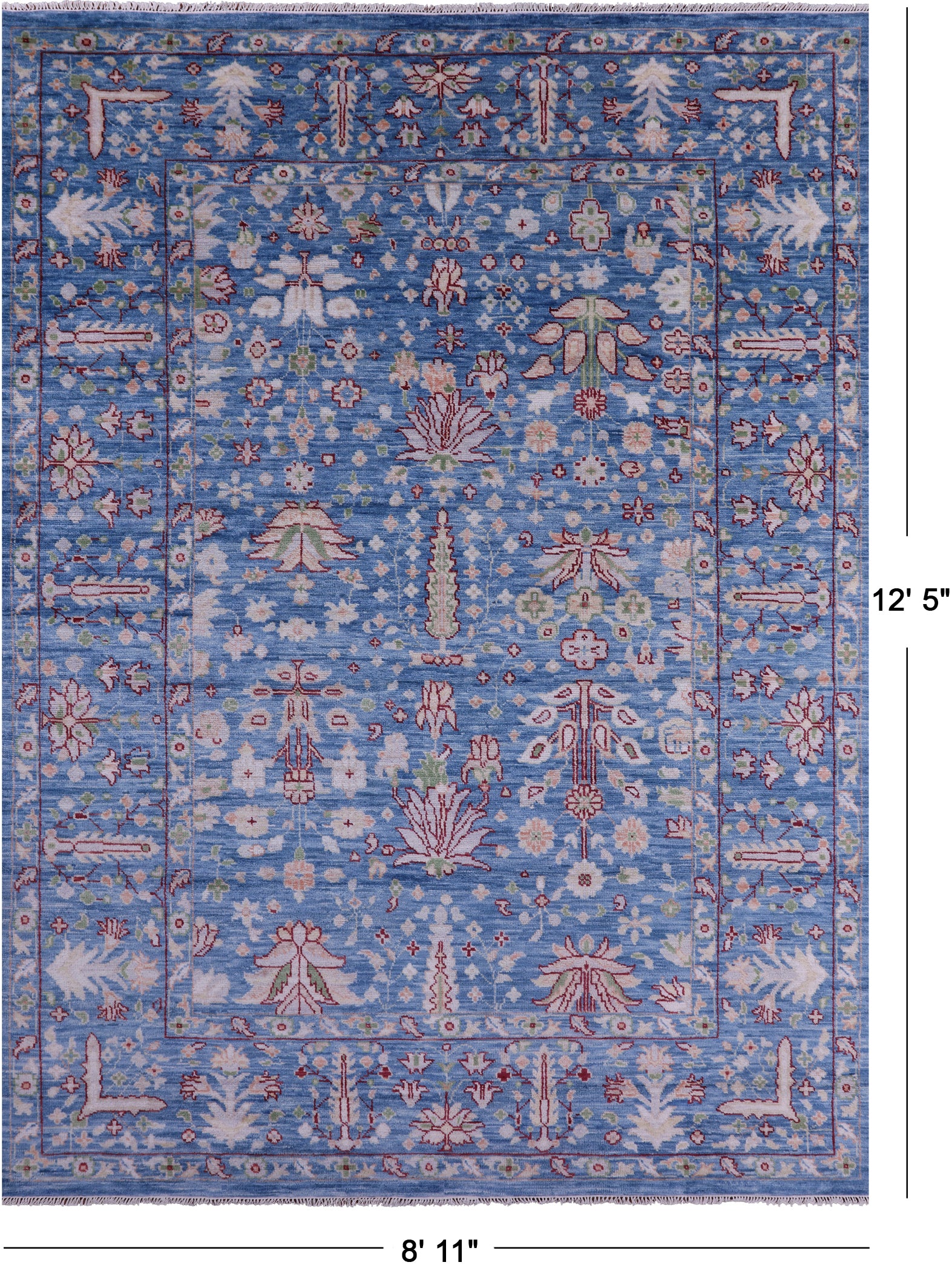 Blue Turkish Oushak Hand Knotted Wool Rug - 8' 11" X 12' 5" - Golden Nile