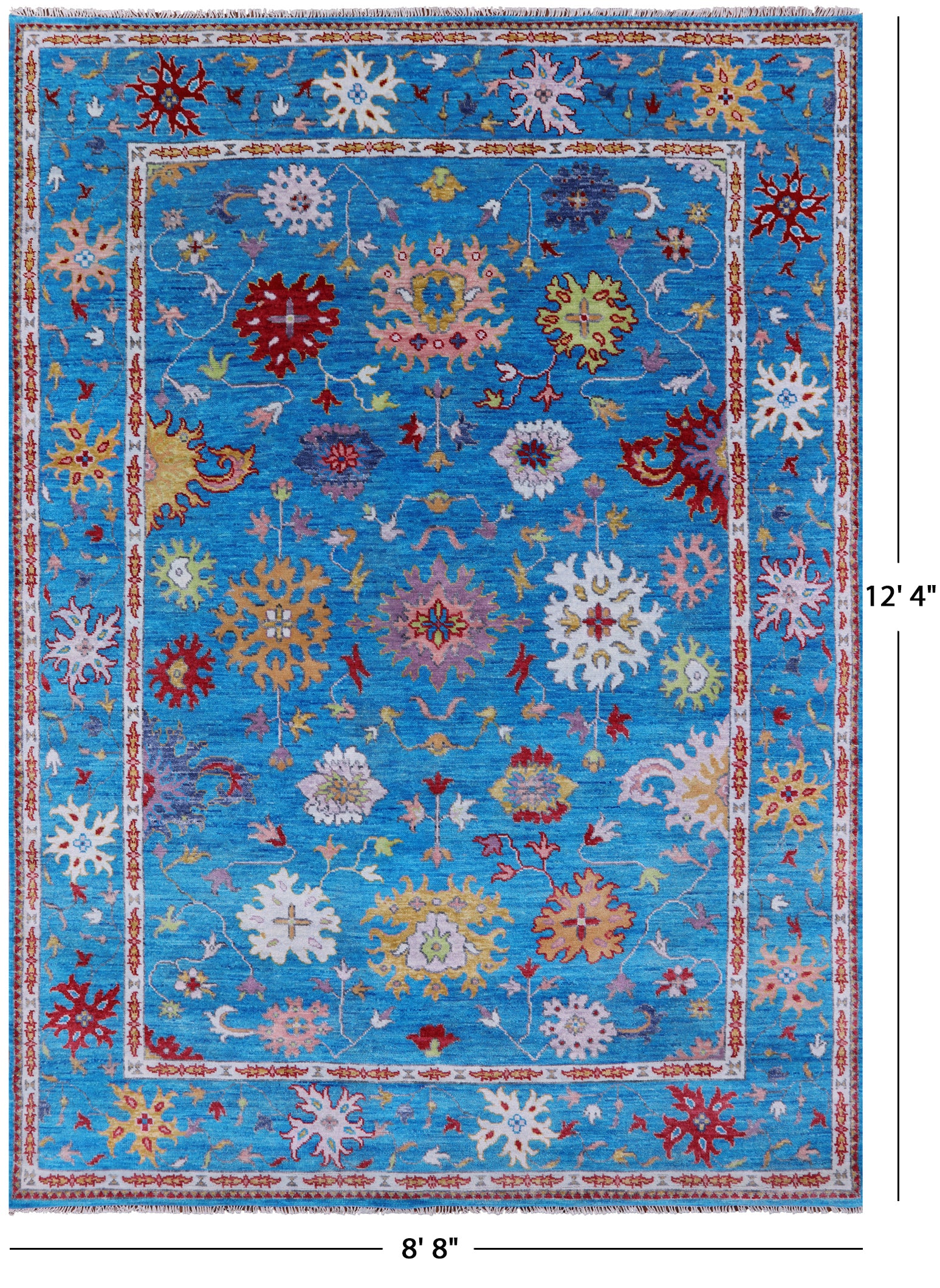 Blue Turkish Oushak Handmade Wool Rug - 8' 8" X 12' 4" - Golden Nile
