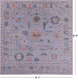 Square Turkish Oushak Hand Knotted Wool Rug - 9' 1" X 9' 2" - Golden Nile