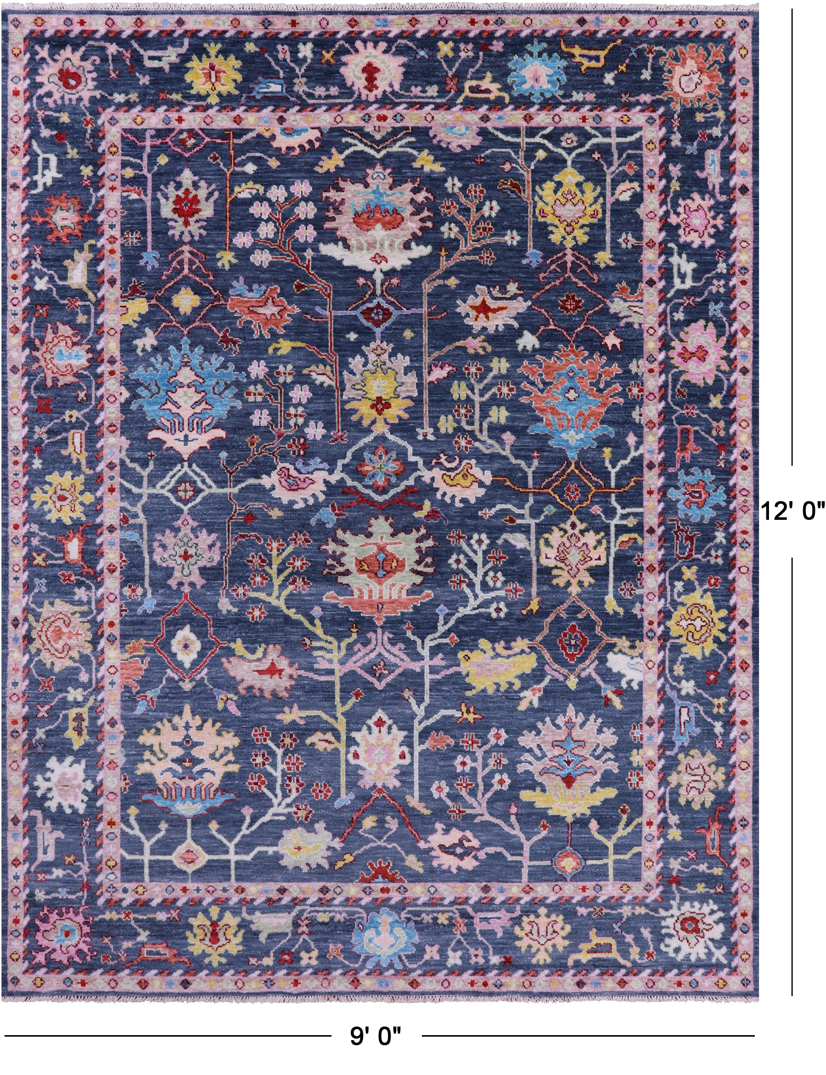 Grey Turkish Oushak Hand Knotted Wool Rug - 9' 0" X 12' 0" - Golden Nile