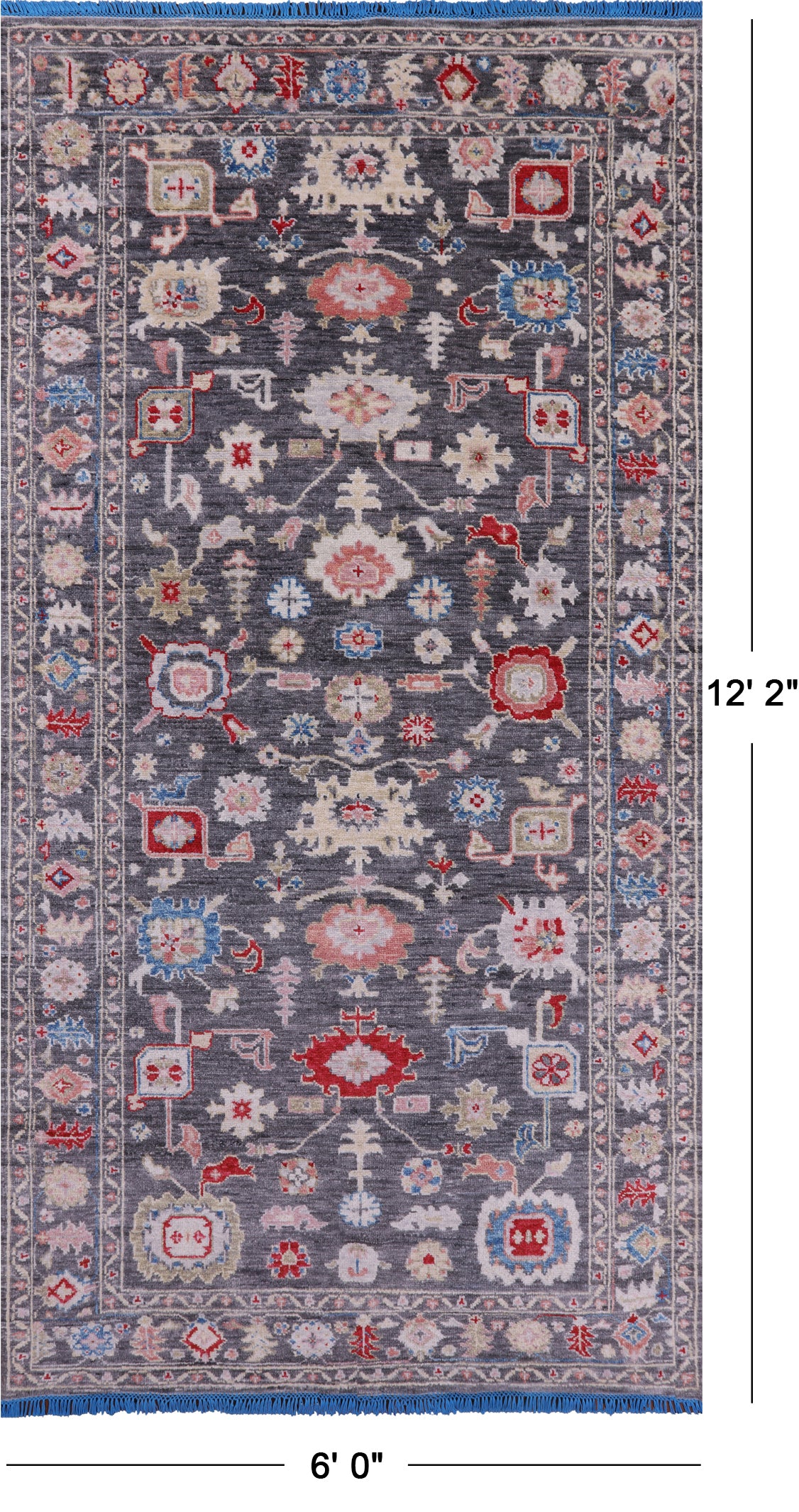 Grey Turkish Oushak Hand Knotted Wool Rug - 6' 0" X 12' 2" - Golden Nile