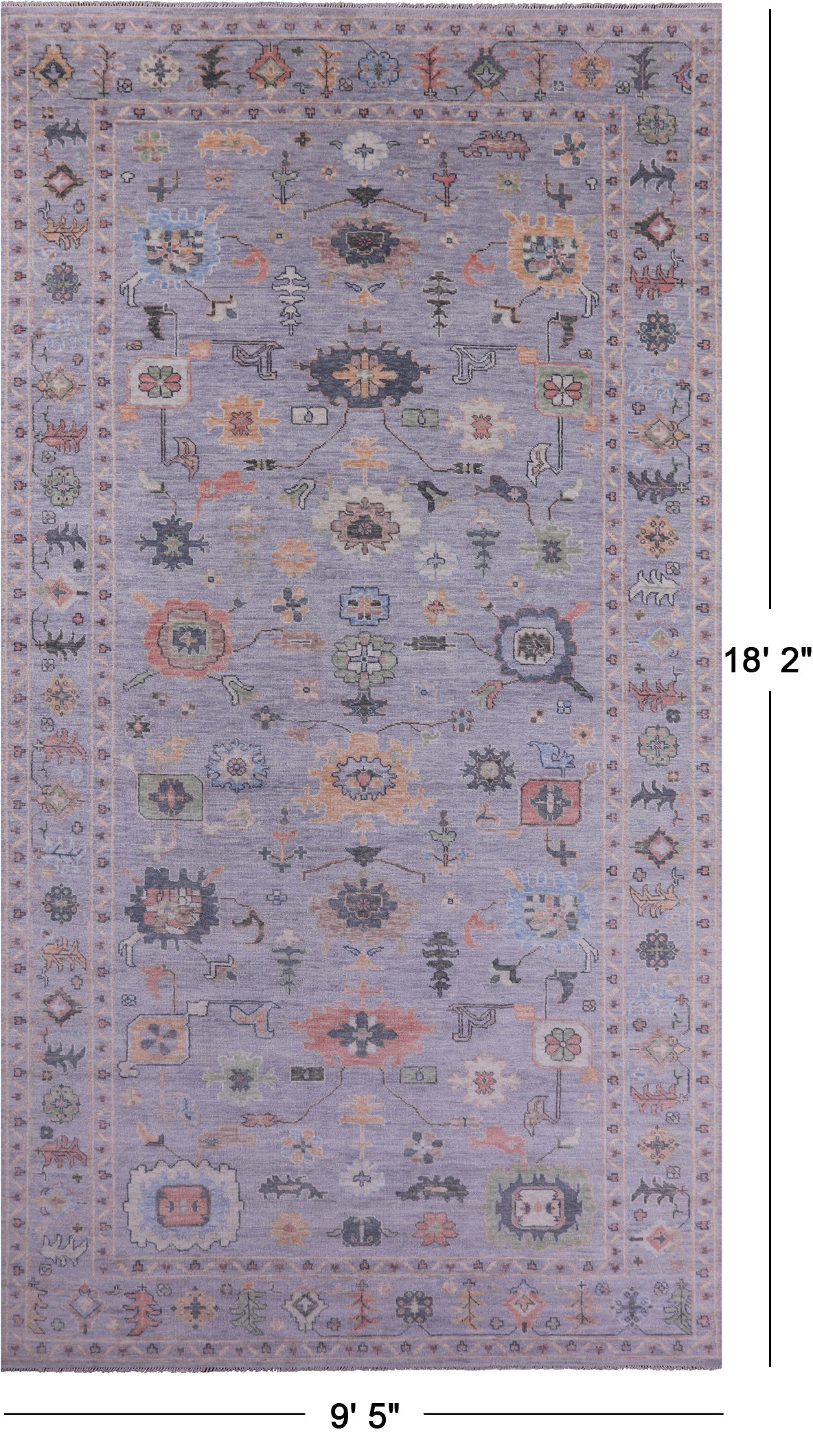 Turkish Oushak Hand Knotted Wool Rug - 9' 5" X 18' 2" - Golden Nile