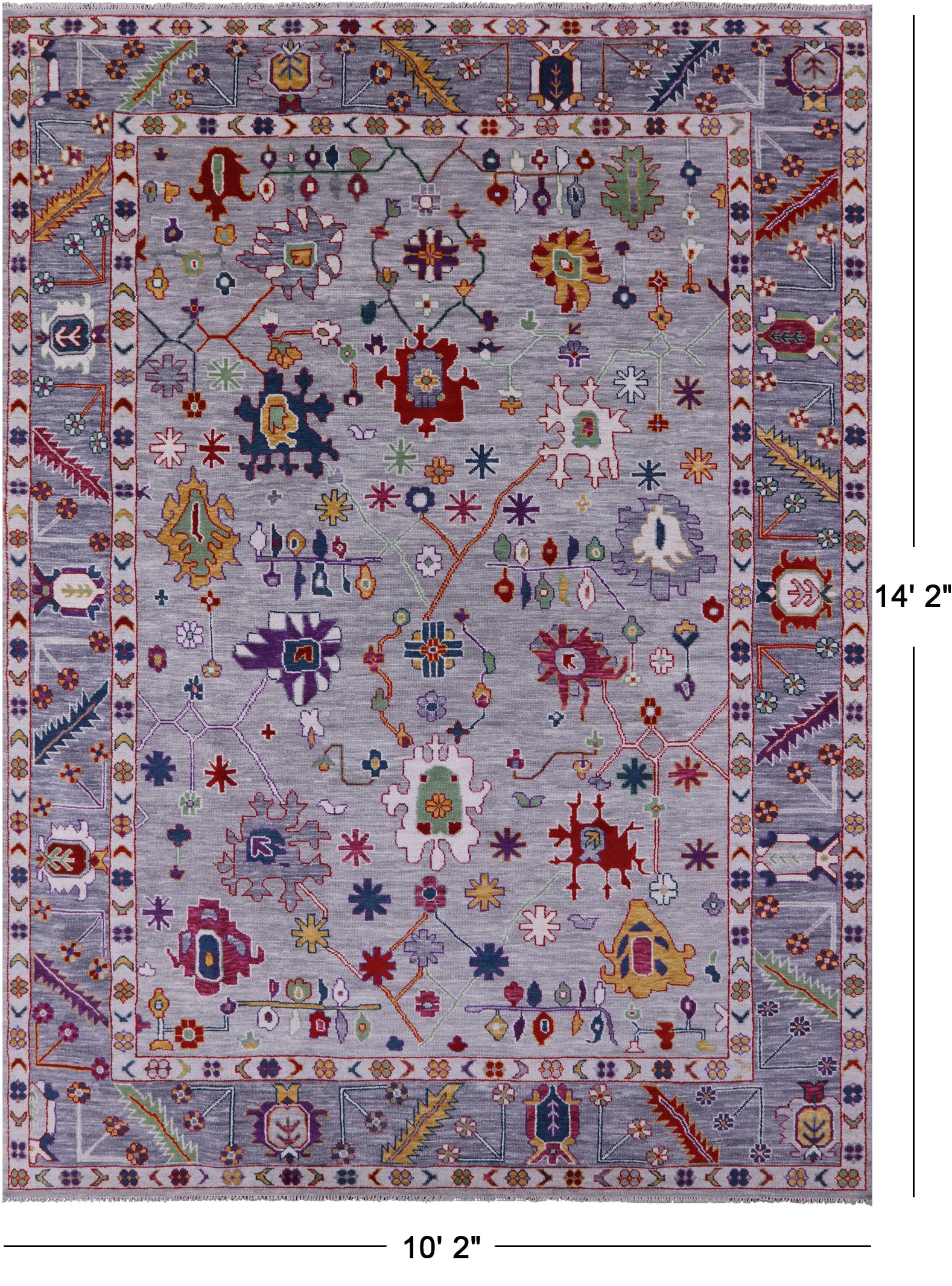 Grey Turkish Oushak Hand Knotted Wool Rug - 10' 2" X 14' 2" - Golden Nile