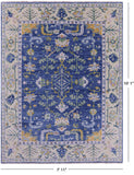 Blue Turkish Oushak Handmade Wool Rug - 7' 11" X 10' 1" - Golden Nile