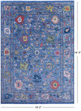 Blue Turkish Oushak Handmade Wool Rug - 10' 2" X 14' 3" - Golden Nile