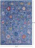 Blue Turkish Oushak Handmade Wool Rug - 10' 2" X 14' 3" - Golden Nile