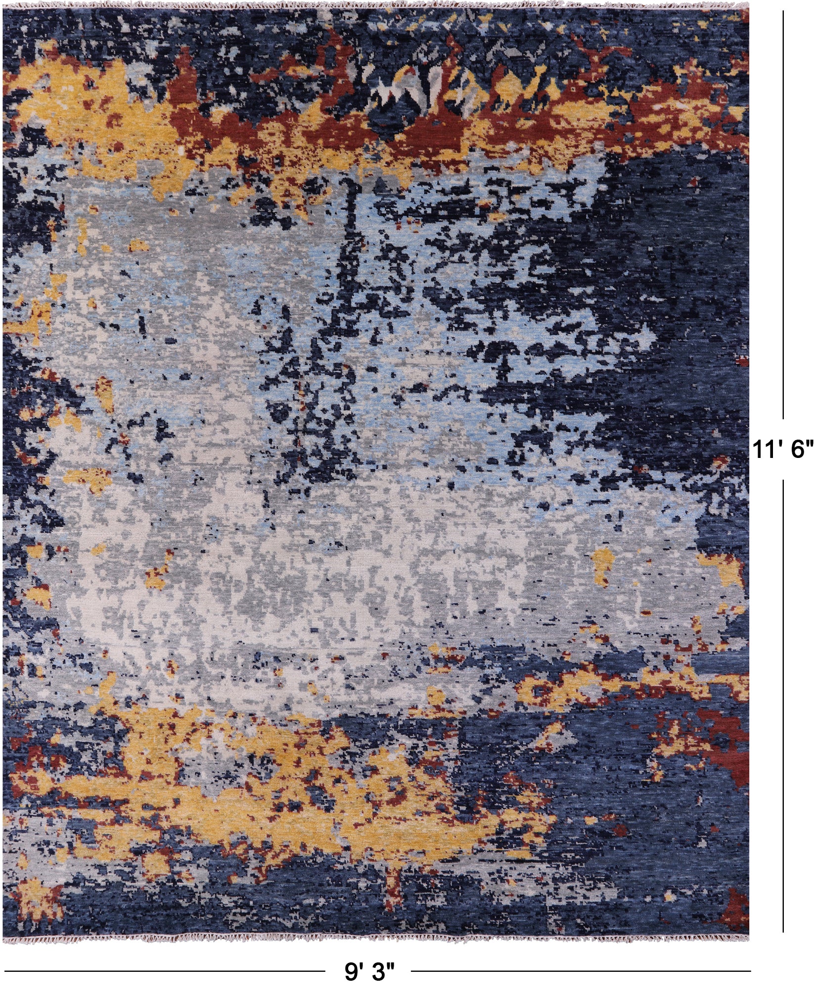 Abstract Modern Hand Knotted Wool Rug - 9' 3" X 11' 6" - Golden Nile