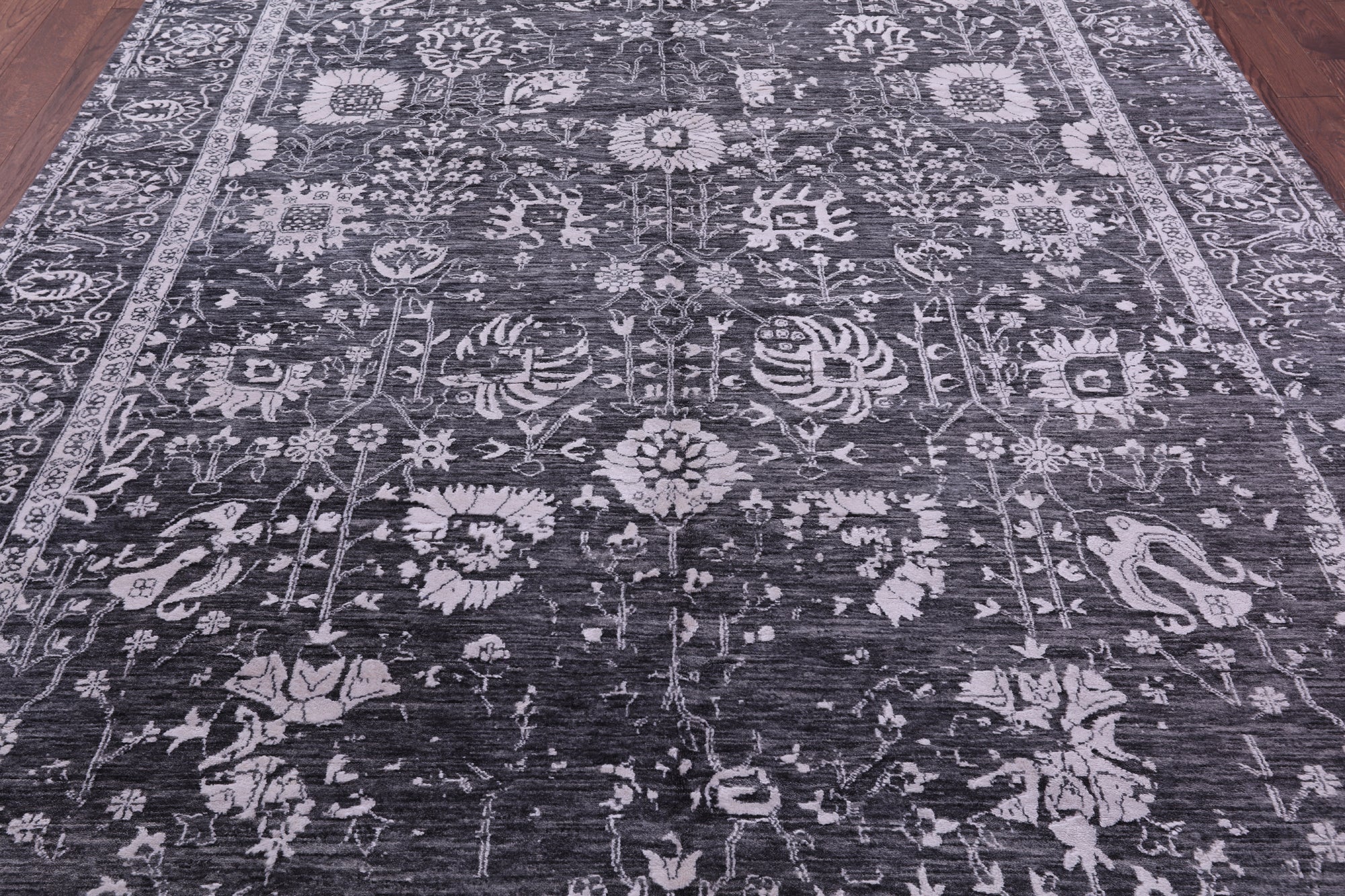 SUPER SALE Grey Persian Hand Knotted Wool & Silk Rug - 8' 0" X 10' 2"
