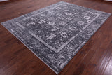 SUPER SALE Grey Persian Hand Knotted Wool & Silk Rug - 8' 0" X 10' 2"