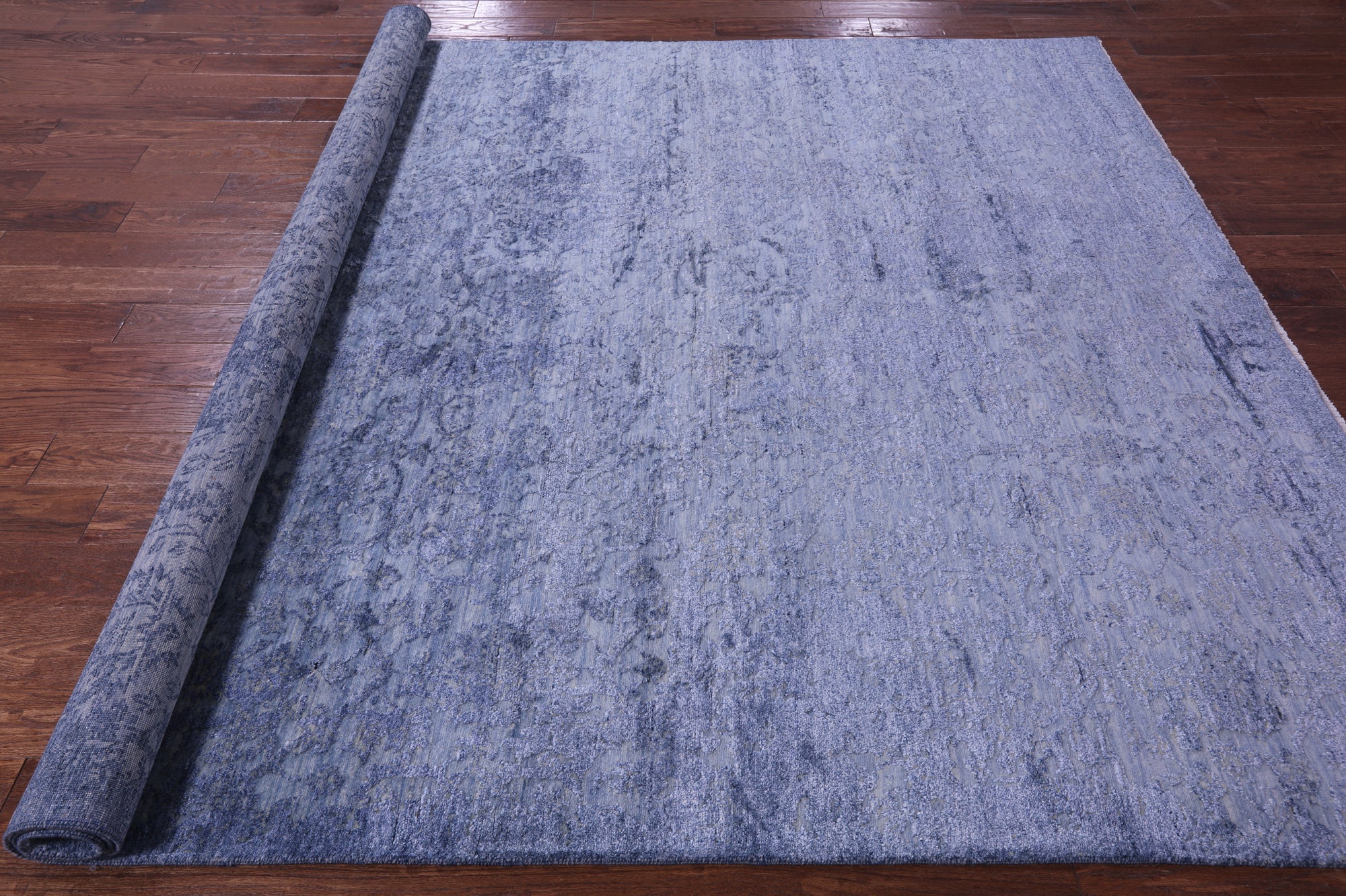 SUPER SALE Modern Hand Knotted Wool & Silk Rug - 7' 11" X 9' 11"