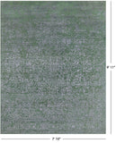 Green Modern Hand Knotted Wool & Silk Rug - 7' 10" X 9' 11" - Golden Nile