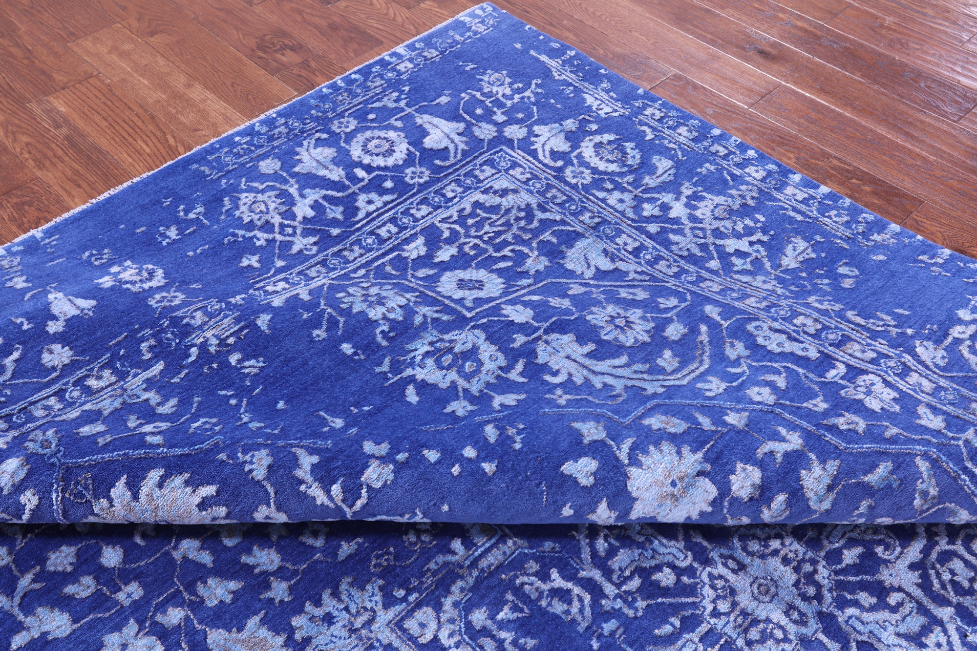 SUPER SALE Blue Persian Heriz Serapi Hand Knotted Wool & Silk Rug - 8' 10" X 12' 2"