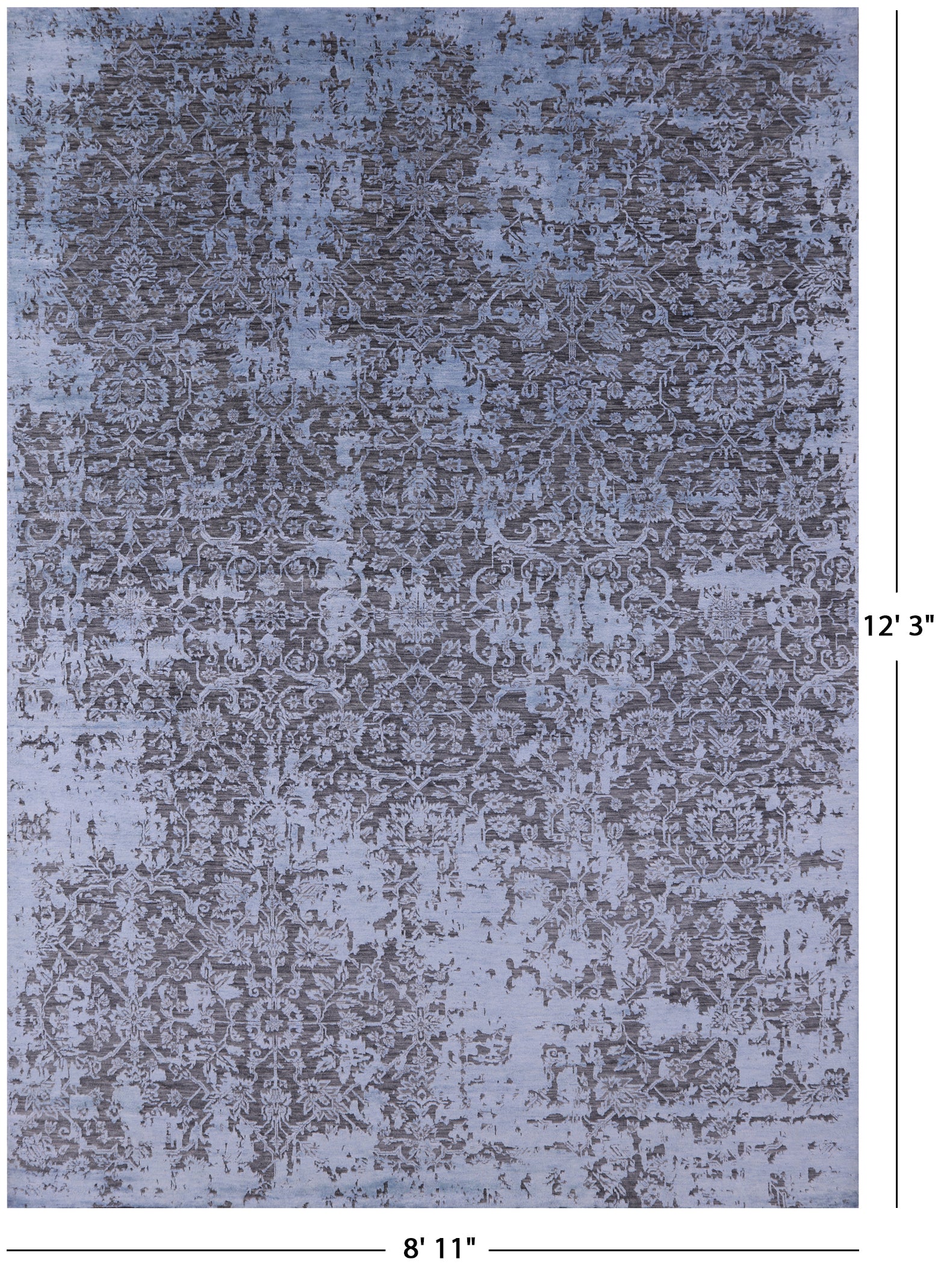 Contemporary Hand Knotted Wool & Silk Rug - 8' 11" X 12' 3" - Golden Nile