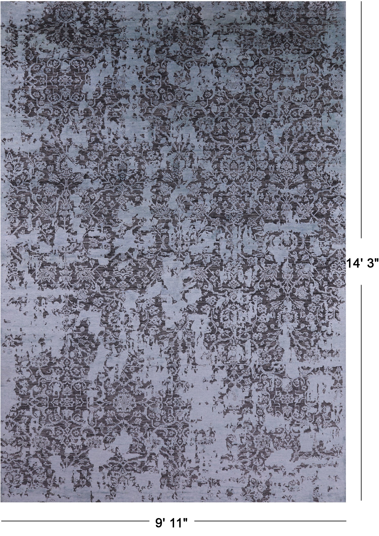 Contemporary Hand Knotted Wool & Silk Rug - 9' 11" X 14' 3" - Golden Nile