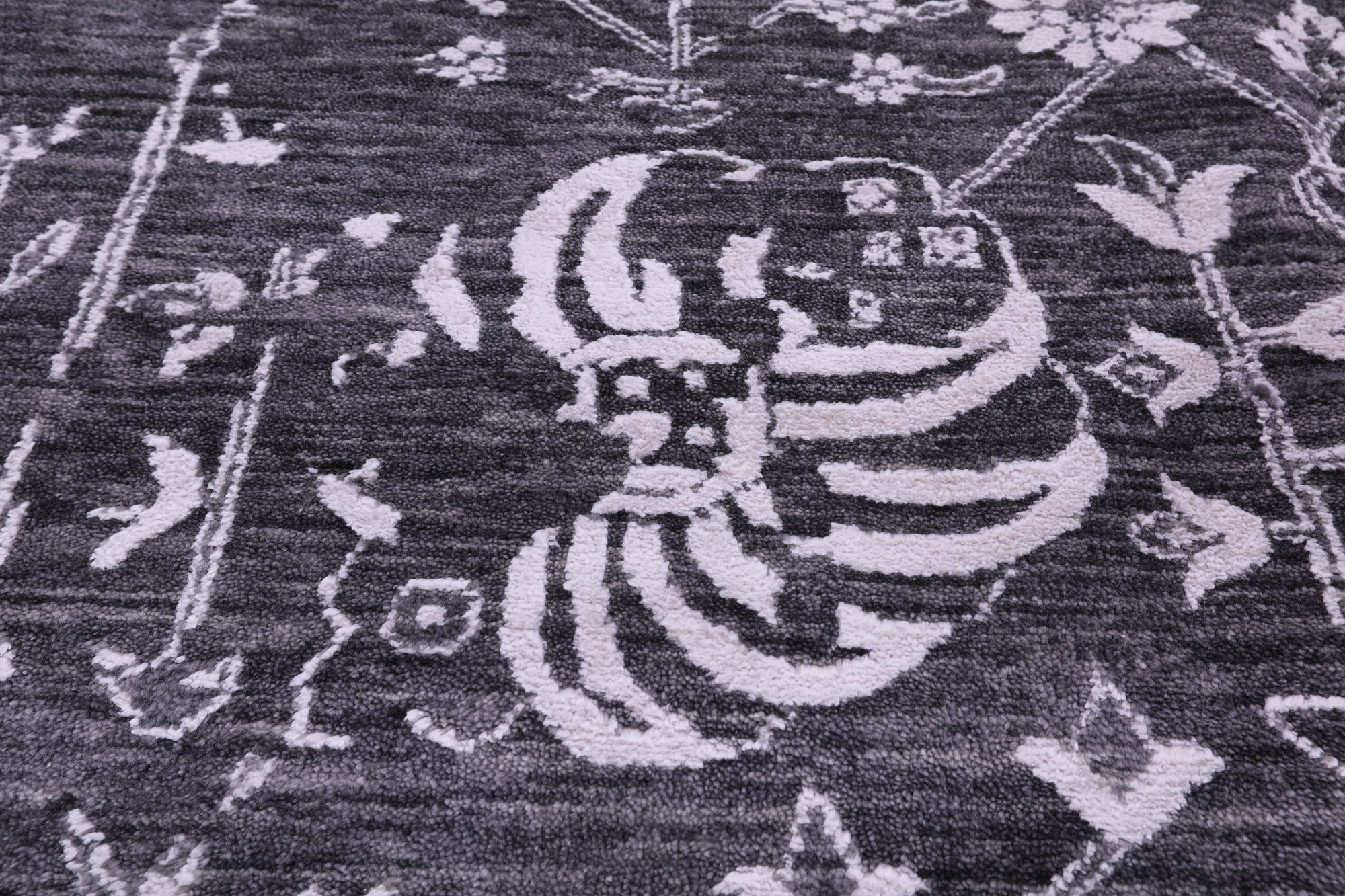 SUPER SALE Grey Persian Hand Knotted Wool & Silk Rug - 9' 0" X 12' 0"