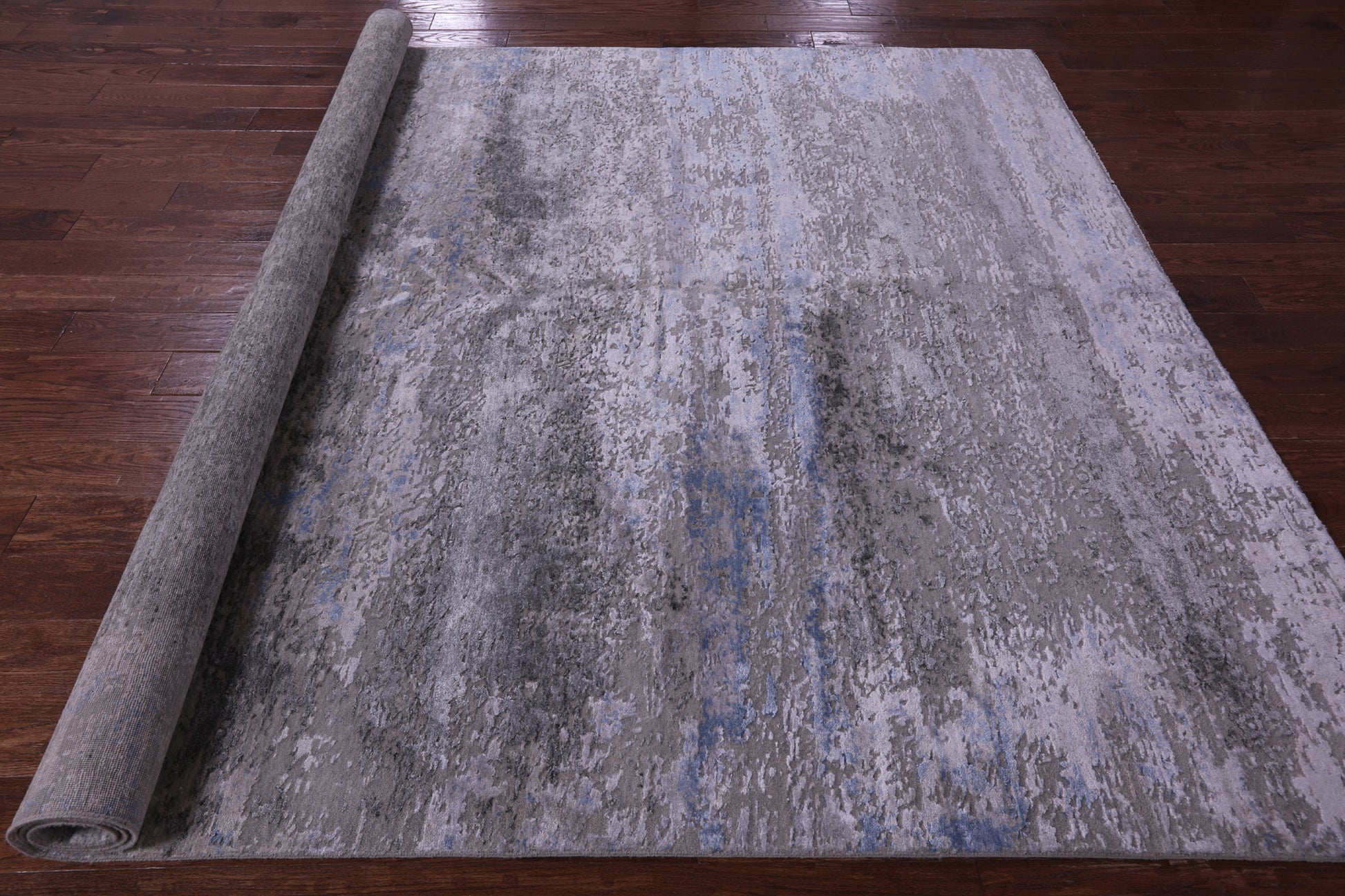 Abstract Modern Handmade Wool & Silk Rug - 7' 10" X 9' 9" - Golden Nile