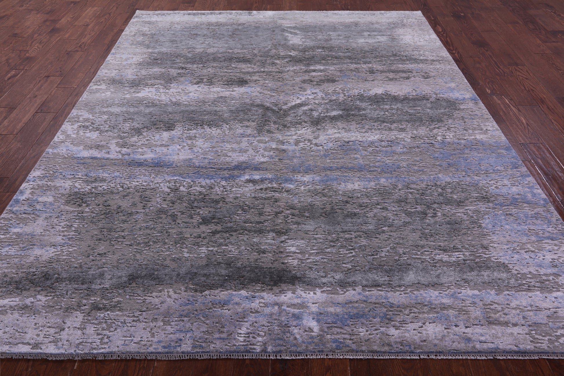 Abstract Modern Handmade Wool & Silk Rug - 7' 10" X 9' 9" - Golden Nile