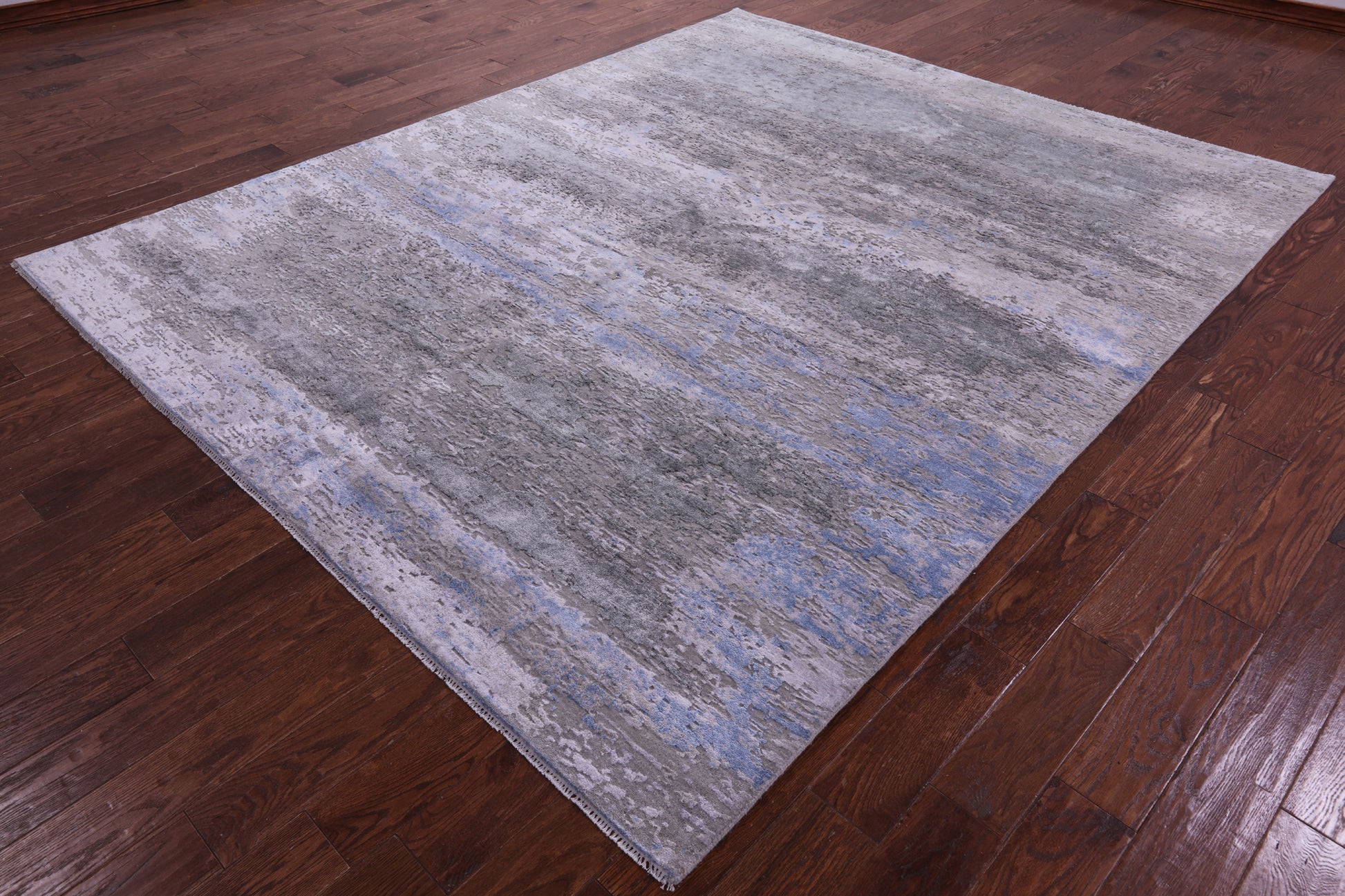 Abstract Modern Handmade Wool & Silk Rug - 7' 10" X 9' 9" - Golden Nile