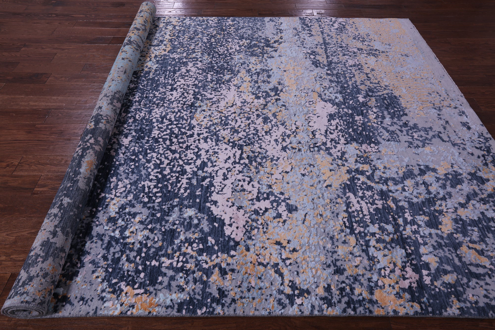 SUPER SALE Abstract Contemporary Handmade Wool & Silk Rug - 7' 11" X 10' 4"