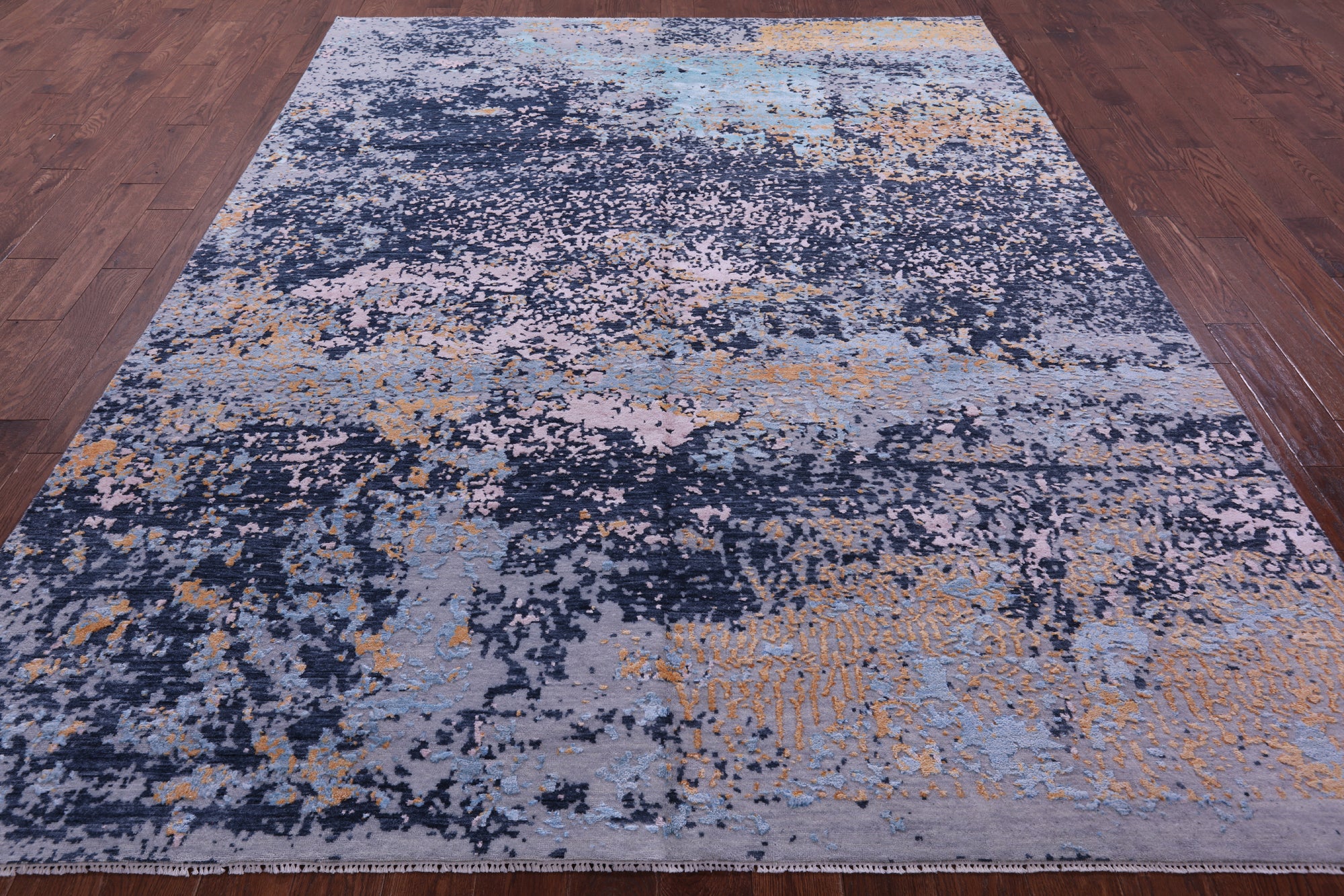 SUPER SALE Abstract Contemporary Handmade Wool & Silk Rug - 7' 11" X 10' 4"