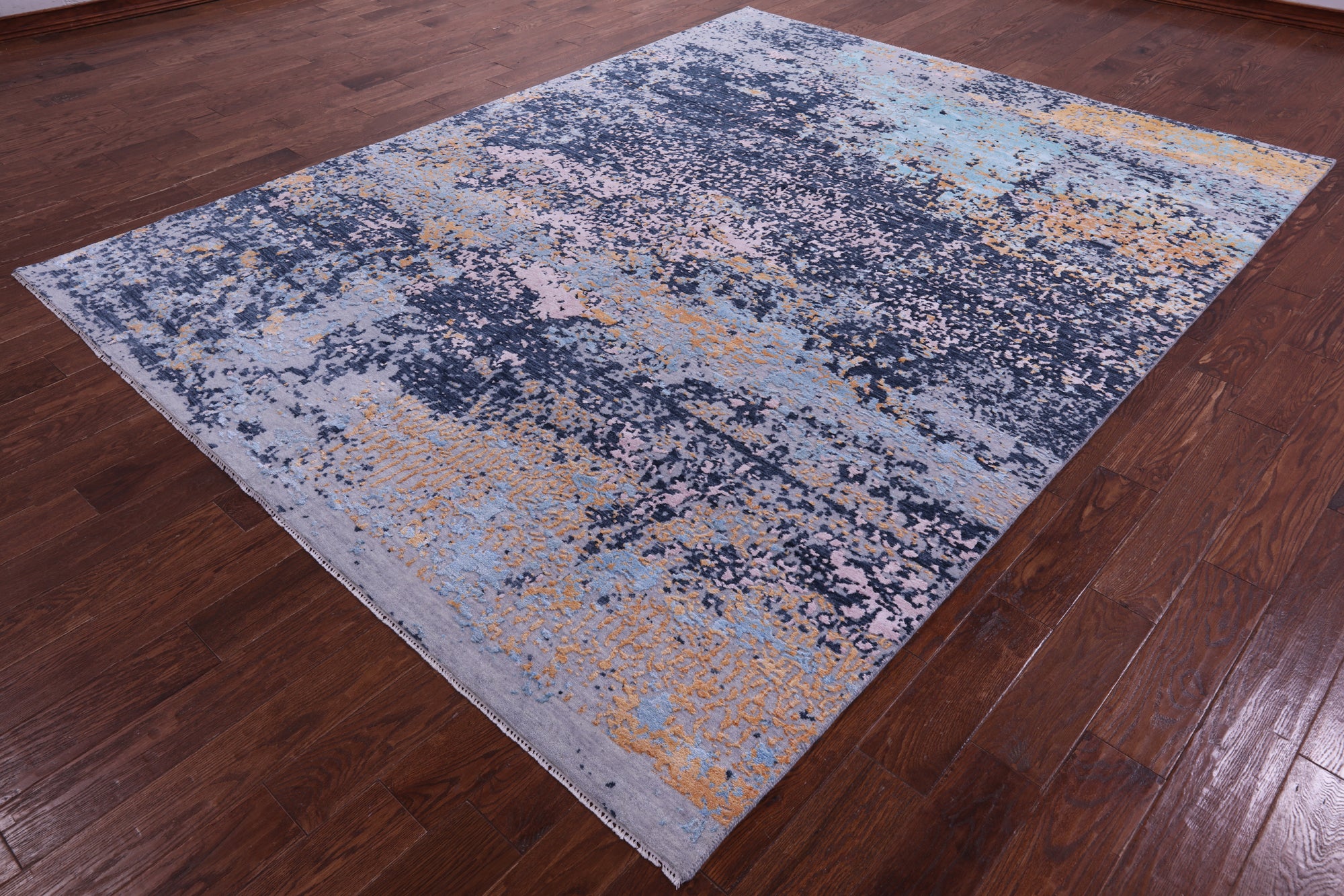 SUPER SALE Abstract Contemporary Handmade Wool & Silk Rug - 7' 11" X 10' 4"