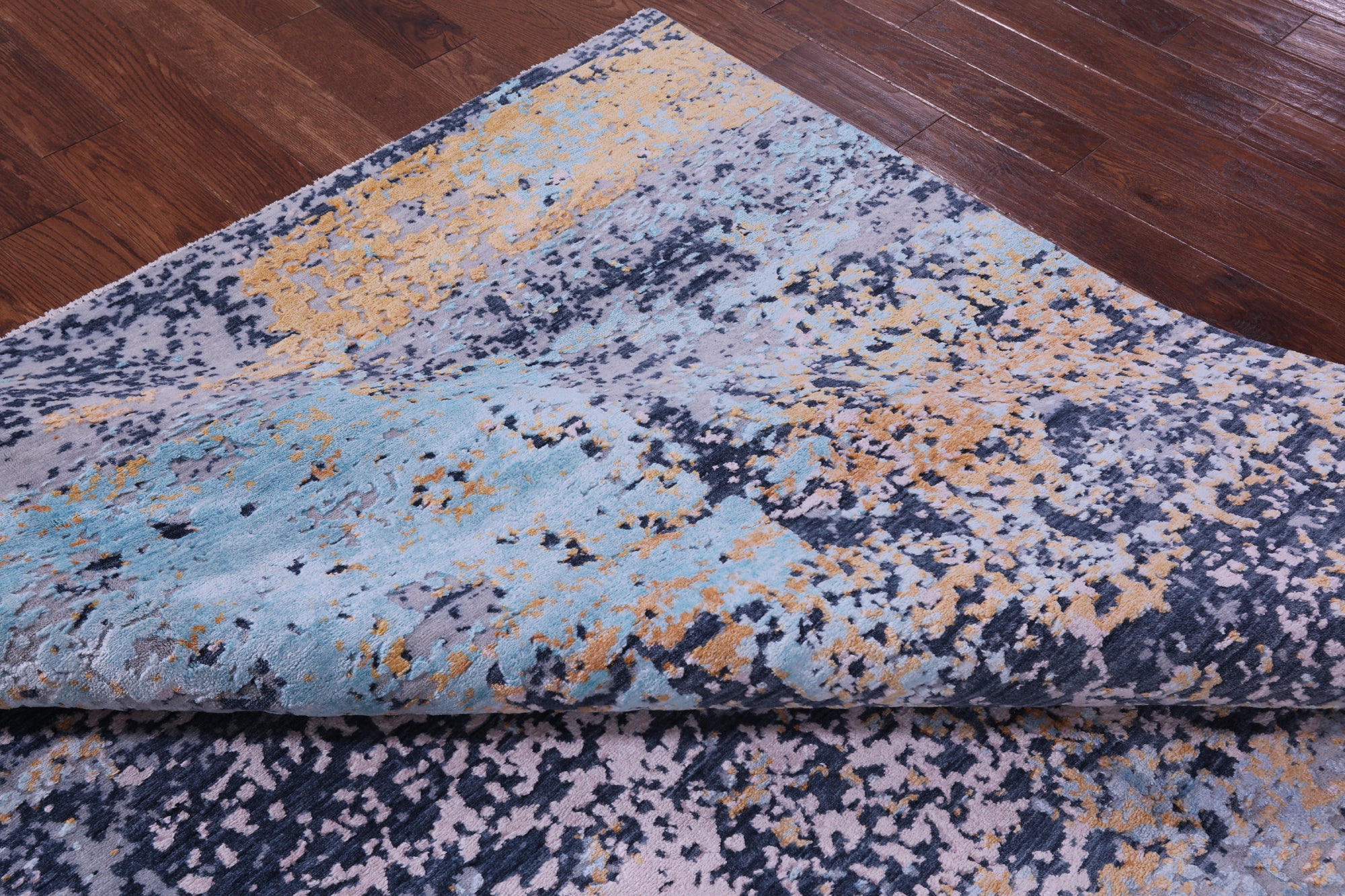 SUPER SALE Abstract Contemporary Handmade Wool & Silk Rug - 7' 11" X 10' 4"
