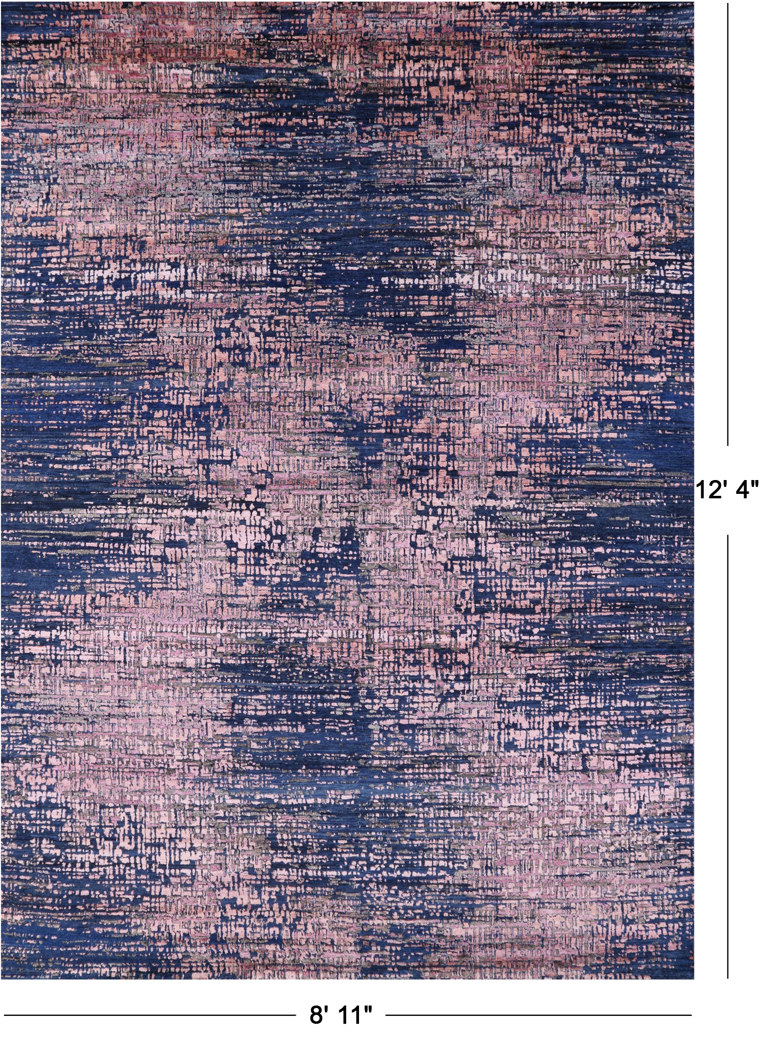 Contemporary Hand Knotted Wool & Silk Rug - 8' 11" X 12' 4" - Golden Nile
