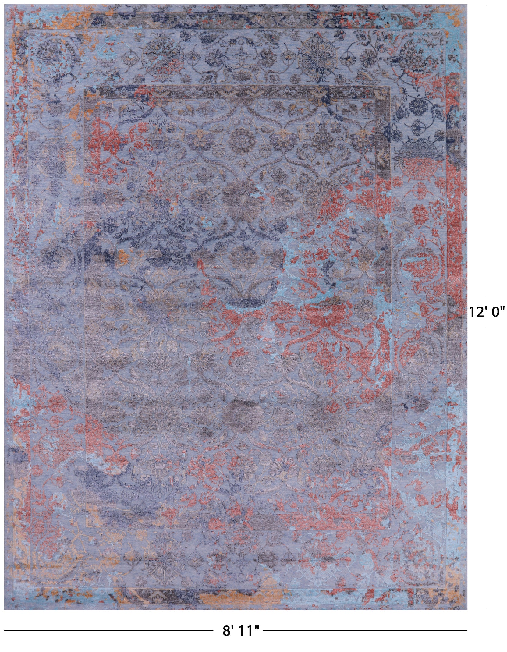 Persian Handmade Wool & Silk Rug - 8' 11" X 12' 0" - Golden Nile