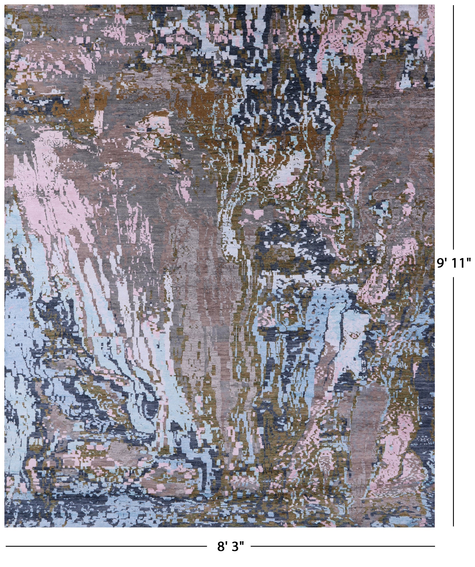 Modern Hand Knotted Wool & Silk Rug - 8' 3" X 9' 11" - Golden Nile