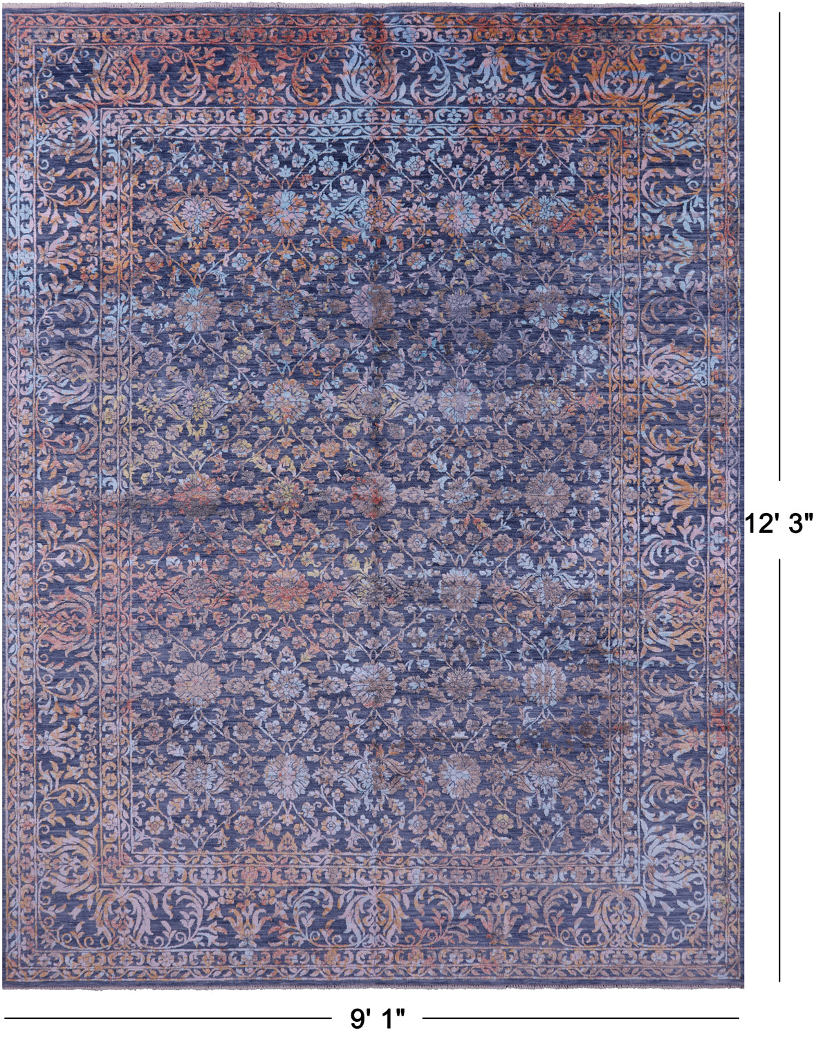 SUPER SALE Persian Handmade Wool & Silk Rug - 9' 1" X 12' 3"