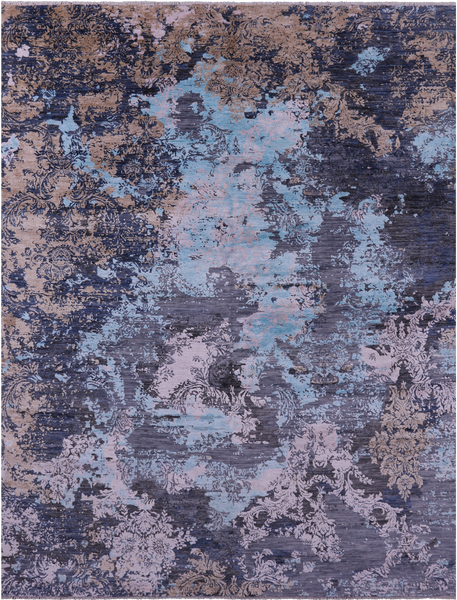 SUPER SALE Contemporary Hand Knotted Wool & Silk Rug - 7' 9" X 10' 2"